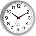 AKCISOT Atomic 10 Inch Wall Clock Analog Clocks for Indoor Kitchen, Battery Operated Clock for Bedroom Office Classroom Living Room(Silver)