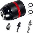 Keyless Drill Chuck for Milwaukee, 1/2-20UNF Mount 1.5-13mm Self-tighten Drill Chuck for Hand Drill Impact Driver, with 3/8" SDS-Plus Shank 1/2" Impact Wrench Adapter 1/4" Hex Shank