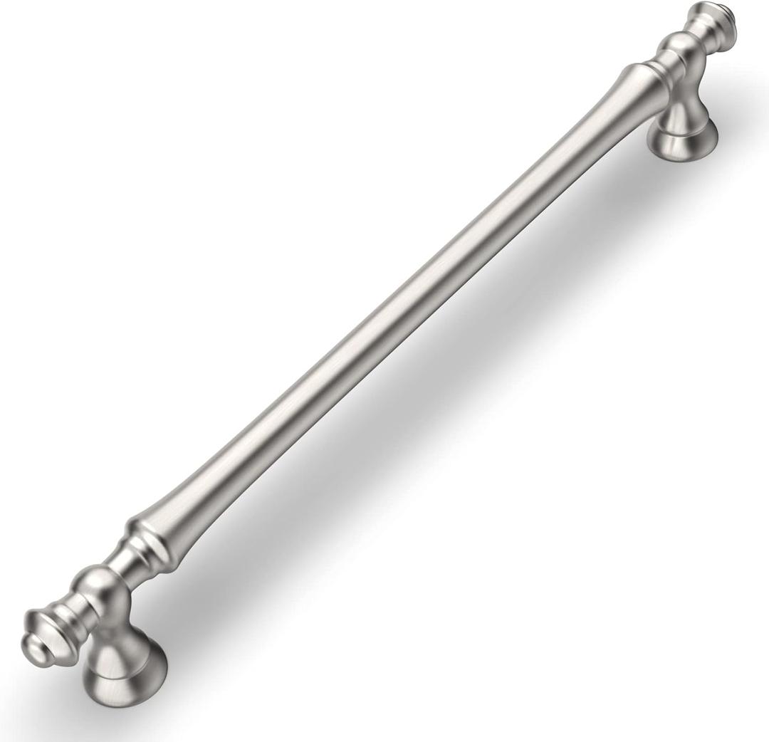 Amerdeco 10 Pack Brushed Satin Nickel Cabinet Hardware 9 Inch(228mm) Hole Center Gold Kitchen Cabinet Handles for Bathroom Drawer Pulls Dresser Pulls ZH0014