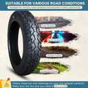 14x2.125 Tubeless Tire, 14 x 2.125 8PR Nylon Structure Bicycle Neumtico, Puncture Proof, Anti-Slip Tread, Max 300kPa, With Angled Valve Fit Tubeless Ri_m Only