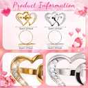 6 Pack Heart Napkin Rings, Valentine's Day Napkin Holders with Gold & Silver Double Heart Ring Clasps for Wedding, Anniversary, Romantic Dinner Table Decorations