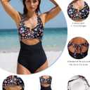 HXN Women's One Piece Swimsuit Tummy Control Bathing Suit Color Block Cutout Slimming Swim Suit Swimwear 2025 (Black, M)
