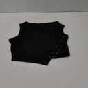 Halfword Asymmetrical Tops for Women Summer Slit Hem Botton Down One Shoulder Sexy Crop Tank Tops Night Out Going Out Tee (Small, Black)