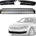 3PCS Front Bumper Lower Grille & Fog Lamp Bezel Cover Compatible With VW Passat 2012 2013 2014 2015 Replace# 561853665E 561853666E 561853677