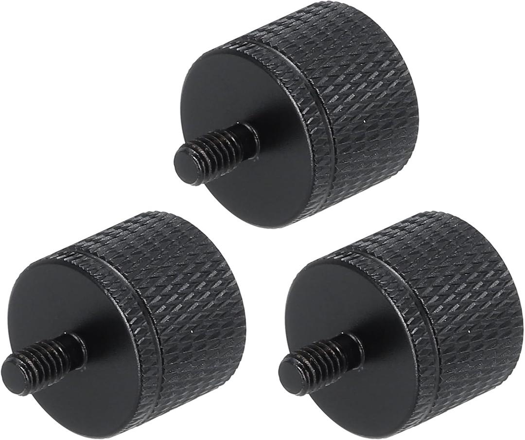 MECCANIXITY 3Pcs Mic Stand Adapter 1/4 Female to M5 Male Thread Screw Adapter Aluminum Alloy for Microphone Tripod Stand Mount, Black