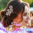 CASDRE Crystal Wedding Hair Comb Silver Rhinestone Bridal Hair Accessories Pearl Hair Pieces for Women and Brides (Silver)