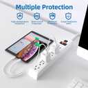 TiFFCOFiO Surge Protector Power Strip, 6 Feet Extension Cord, 600 Joules Surge Protection, Multiple Protection 6 Outlet Strip, 14 AWG Cord, 15A/1875W, ETL Listed