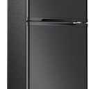 Electactic 2.5 Cu.Ft Mini Fridge with Freezer, Double-Door Compact Refrigerator, Adjustable Glass Shelves, Mechanical Thermostat & Built-in Casters, Space-Saving for Apartment/Dorm/Office, Black