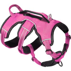 Tuff Pupper Escape Proof No Escape Dog Harness | 5 Point Adjustable Fit Harness for Dogs | Padded Dogs Harnesses | Handle Dog Lift Harnesses (Large, Hot Pink)