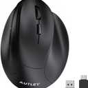 AUTLEY Ergonomic Mouse for Large Hands, Rechargeable Vertical Mouse, 2.4GHz Wireless Computer Mouse for Windows/macOS - 6 Buttons, Low Power Warning, 800/1200/1600 DPI, Black