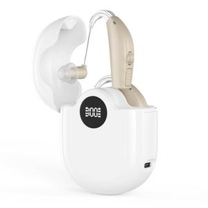 Hearing Aids, Digital Hearing Aids for Seniors with Noise Cancelling, Rechargeable Hearing Amplifier with Volume Control, Hearing Assist Hearing Loss Devices with Charging Case (Beige)