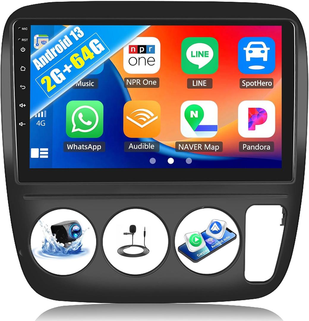 Android Car Stereo for Honda CRV 1997 1998 1999 2000 2001 Manual AC 2G+64G with Carplay Android Auto Mirror Link 9 inch Touchscreen with GPS Navigation WiFi 26UI Bluetooth FM Backup Camera (P3)