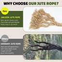 1-1/2 Inch Natural Jute Rope, 100 Feet Thick Hemp Rope, 4 Strands Twisted Manila Ropes for Docks, Nautical, Raliings, Decorating, Indoor/Outdoor Use