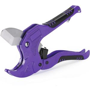 Bates- PVC Pipe Cutter, Cuts up to 1-5/8", Purple Ratcheting PVC Pipe Cutter Tool, Pipe Cutters PVC Pipe Shears, Plastic Pipe Cutter, PEX Pipe Cutter, PVC Cutter Tool, PVC Ratchet Cutter
