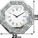 Wall Clock, Octagon Mirror Glass Clock, Cute Diamond 20-inch Non-Ticking Clock for Wall Dcor, Perfect Home Decor for Bedroom, Bathroom Motif, Dining Room(Excluding Batteries.), 20x20 inch