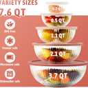 Glass Mixing Bowls with Lids Sets, 5 Packs Glass Bowls with Lids for Kitchen Baking, Meal Prepping and Salad, Bpa Free and Dishwasher Safe Serving Bowls, 0.2/0.5/1.1/2.1/3.7Qt