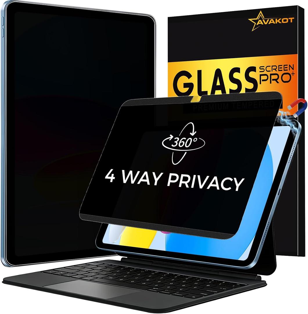 4-Way Magnetic Privacy Screen for Pad 11th Generation (A16) 2025/ 10th Gen 2022, Removable 360 Private Filter for Pad A16, Anti Glare Bubble-Free Easy Install Security Protector, 1 Pack