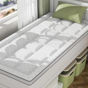 College Dorm Room Essentials Twin XL Mattress Topper Pillow Top | Cloud-Like Soft Bed Topper, Plush Shredded Memory Foam Filling Pressure Relief for Better Sleep, Secure Fit for Dorm Beds