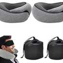 2PC Travel Pillow,Travel Neck Pillow,Travel Pillows for Airplanes,Memory Foam Travel Pillow Neck Pillow for Traveling Suitable for Airplanes,Offices and Cars (Dark Gray)