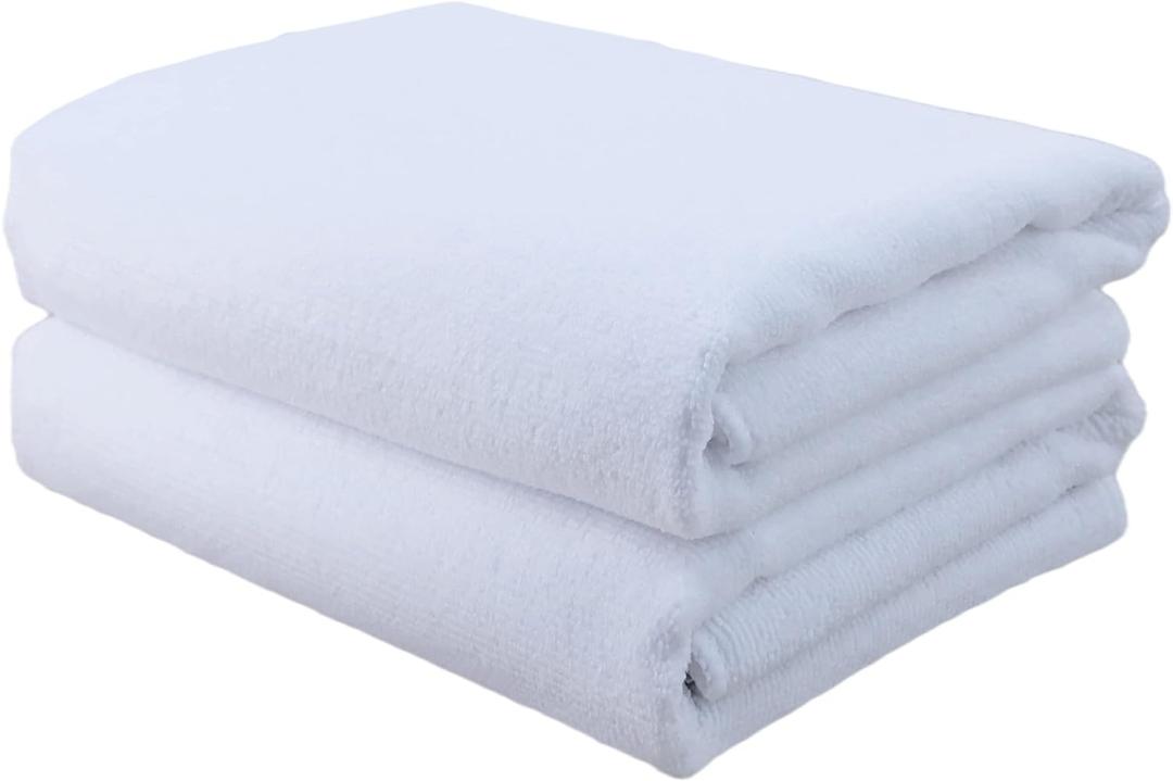 POLYTE Professional Quick Dry Lint Free Microfiber Hair Drying Salon Towel, 20" x 40", 2 Pack (White) 
