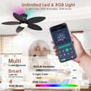 Tropical Palm Leaf RGB Ceiling Fans with Lights 46, Black Flush Mount Ceiling Fan with Light and Remote, 3CCT Dimmable LED&&Side RGB Light, Reversible 6 Speeds, Quite Low Profile Ceiling Fan Party