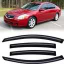 Rain Guards for 2004-2008 Nissan Maxima, Out-Channel Window Visor Shields Vent Deflector Shade Wind Dark Smoke 2005 2006 2007 04 05 06 07 08, Tape-On Outside-Mount, 4PCS