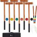 35" Six Player Croquet Set, Deluxe [Annatto Retro Style] Croquet Set with Wooden Mallets/Colored Ball/Wickets/Stakes for Adults/Teens/Family-Perfect for Lawn/Backyard Game/Park