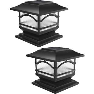 Davinci Lighting Premium Solar Outdoor Post Cap Lights - 4x4 5x5 6x6 - Bright LED Light for Fence Deck Garden or Patio Posts - Slate Black (2 Pack)
