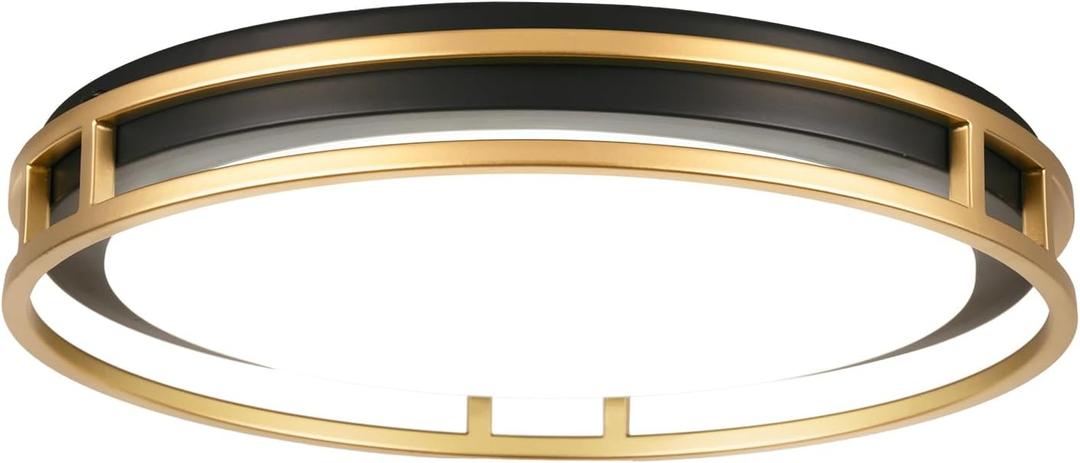 13 Inch LED Flush Mount Ceiling Light Fixture, 26W, Super Bright 1700 Lumens, 3 Color 3000K/4000K/5000K, Dimmable Ceiling Lamp for Bedroom Hallway Bathroom Kitchen Laundry (Black Gold)