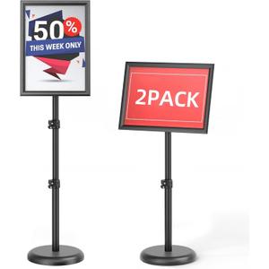 2Pack Sign Holder,8.5x11 inch Telescopic Adjustable Floor Sign Stand - Aluminum Openable Frame, 360 Rotatable, Suitable for Vertical and Horizontal Display - Perfect for Malls, Schools, Restaurants
