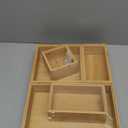 Bamboo Bathroom Drawer Organizer Dividers, Wooden Kitchen Utensil Holder Set of 5, Stackable Junk Drawer Organizer Tray, Multi-Use Storage Bins Boxs for Home, Office, Clothing, Makeup, Jewelry