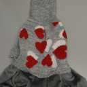 Valentines Dog Sweater Dress, Comfy Warm Dog Sweaters for Small Dogs Girl, Soft Turtleneck Sweater with Leash Hole and Heart Pattern (S, Grey)