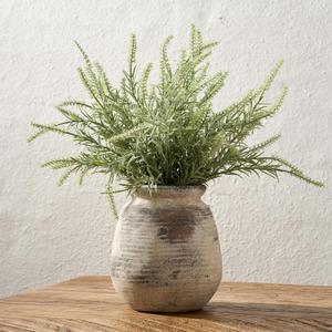 SIDUCAL Ceramic Rustic Vase, Whitewashed Terra Cotta Vase, Distressed Farmhouse Decor, Pottery Decorative Flower for Home Decor, Table, Living Room Decor, Shelf, Mantel, 7.3 Inch, Fired Terra Clay
