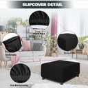 NeColorLife Square Ottoman Cover Jacquard Fabric Thick Stretchable Slipcover for Oversized Square Ottoman Furniture Protector,X-Large,Black