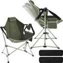 Reallnaive 2 Pcs Hammock Camping Chair with Adjustable Backrest, Heavy Duty Folding Swinging Chair Supports 300lbs, Portable for Camping, Travelling and Patio Green, 37.8x26.8x44.1-47.2 inches