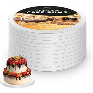 10Pcs Cake Drums 8 Inch, Cake Boards 8In,White Cake Drums Round 8 Inches Cake Boards with 1/2-Inch Thick Smooth Edges for Multi Tiered Birthday Wedding Party Cakes Drum Board (8inch/10pcs)