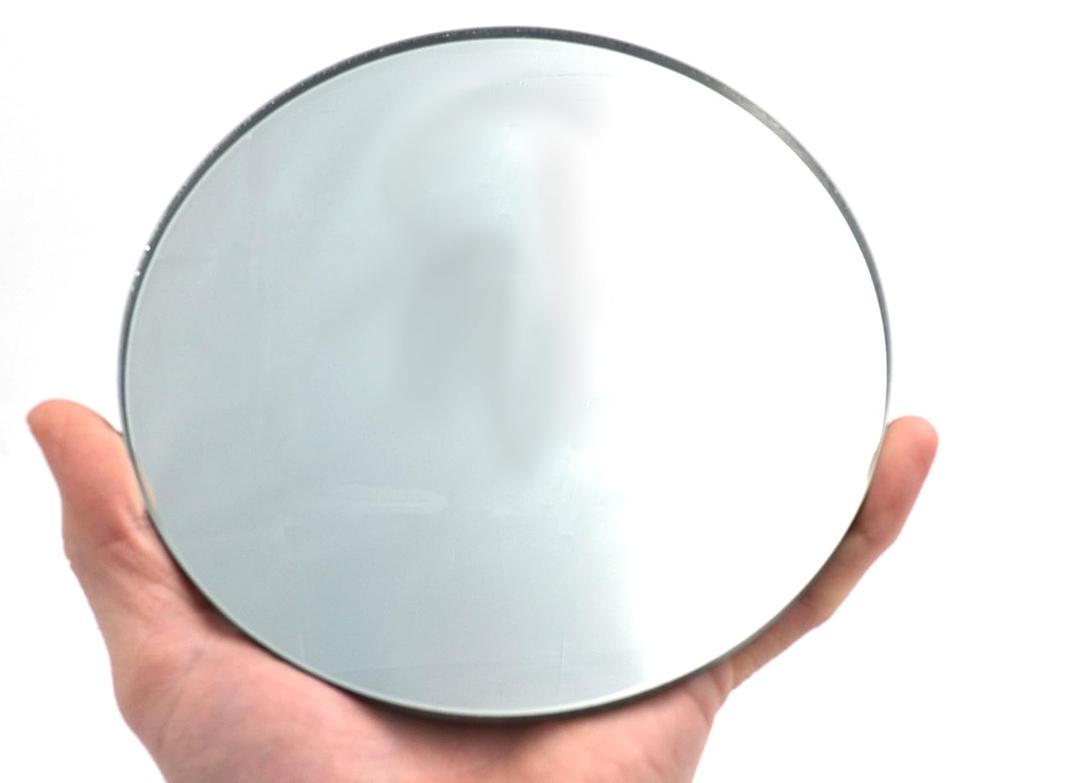 EISCO Round Large Convex Glass Mirror - 6" (150mm) Diameter - 150mm Focal Length - 5mm Thick Approx
