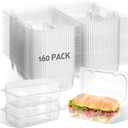 160 Pack Clear Hinged Food Containers 7.2  4.9  2.6 Inch Plastic Cookie Containers Hinged Clamshell Takeout Boxes Disposable Loaf Cake Boxes for Salads Hamburger Fruit Dessert Sandwiches