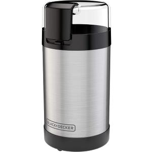 BLACK+DECKER One Touch Coffee Grinder, 2/3 Cup Coffee Bean Capacity, Spice Grinder, One Touch Push-Button Control -150 Watts -Stainless Steel Blades