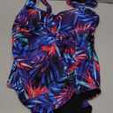 Tempt Me Women Ruched Slimming One Piece Swimsuits Tummy Control Vintage Bathing Suits (Purple Leaf Printed), Size: M