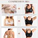 BRABIC Zip Front Closure Everyday Bra for Women Post Surgery Compression Support with Adjustable Straps Wirefree (Black, M)