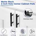 Estmoon 30 Pack Cabinet Handles Matte Black Cabinet Pulls with 3 Inch Hole Center, Stainless Steel Kitchen Cabinet Handles Black Kitchen Handles for Cabinets and Drawers, 76mm Hole Centers