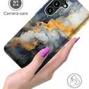 Compatible with Samsung Galaxy S24 Plus & S25 Plus Case Cute with Card Holder/Slim Slot Wallet Phone Case for S24+ & S25+ / Grey Yellow Marble Natural Stone Swirls Painting