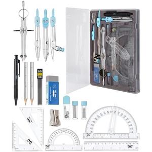 Mr. Pen- Geometry Set, 15 pcs, Light Blue, 6 Inch Swing Arm Protractor, Divider, Set Squares, Ruler, Compasses and Protractor