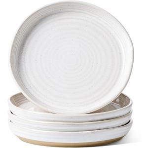 LE TAUCI Salad Plates 8 Inch, Flat Dessert Plate Set for Appetizer Bread, Ceramic Dish, Microwave Dishwasher Oven Safe, Housewarming & Wedding Present - Set of 4, Arctic White