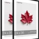 24x36 Large Picture Frame for Wall, Vertical or Horizontal Wall Hanging Large Poster Frame for Photo and Posters, Poster Frame 20x30 with Mat 24x36 Without Mat (Black)