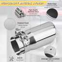 Vurkcy 2.5 inch Inlet Exhaust Tip, 3" Outlet 6" Overall Length Stainless Steel Exhaust Tail Pipe, Clamp-On, Rolled Edge, Slant Sleek Angle Cut, Polished Tailpipe, Silvery