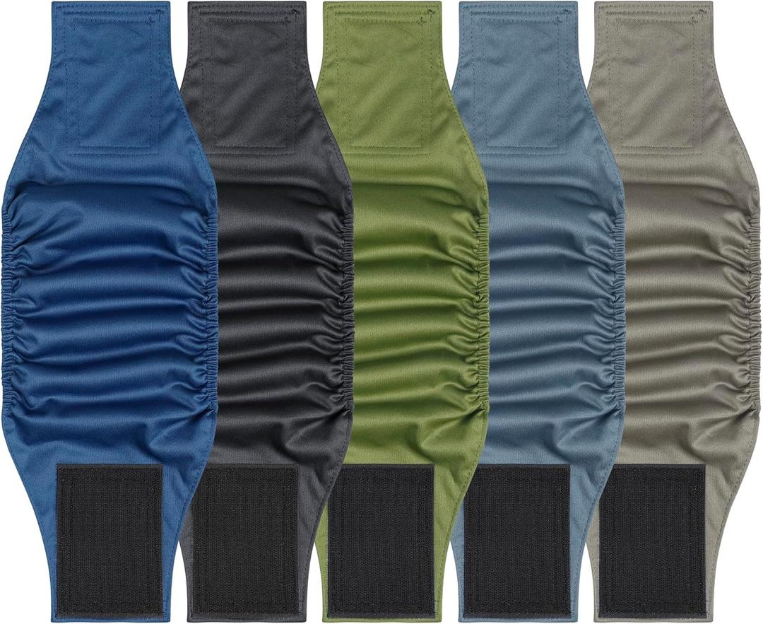 5 Pack Dog Diapers Male Reusable, Premium Belly Bands for Male Dogs, High Absorbing Male Dog Pee Wraps for Doggie in Incontinence or Excitable Urination and Training,Blue,S