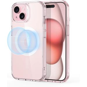 ESR for iPhone 15 Case, Compatible with MagSafe, Military-Grade Protection, Yellowing Resistant, Scratch-Resistant Back, Magnetic Phone Case for iPhone 15, Classic Series, Clear Pink
