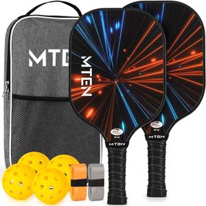 Pickleball Paddles, USAPA Approved Fiberglass Surface Pickleball Set with Pickleball Rackets, Pickleball Paddles Set for Men Women (D-2Black Red)